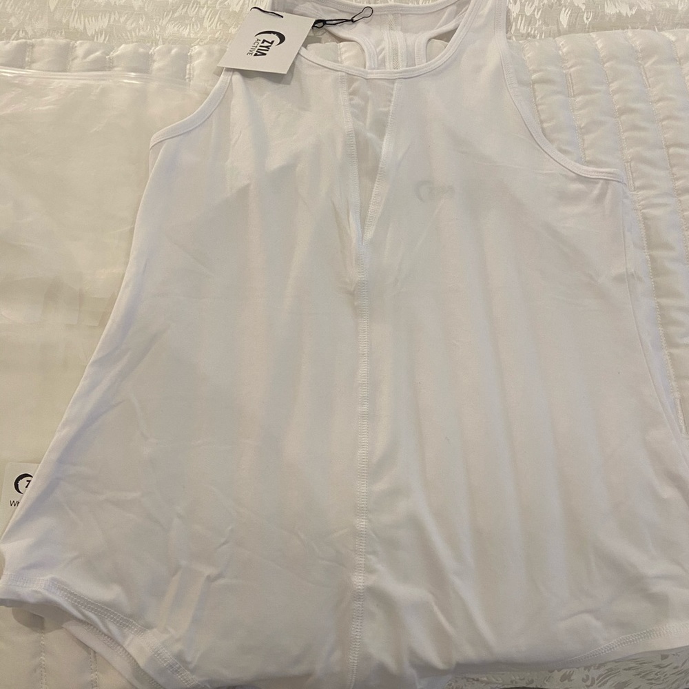White workout tank